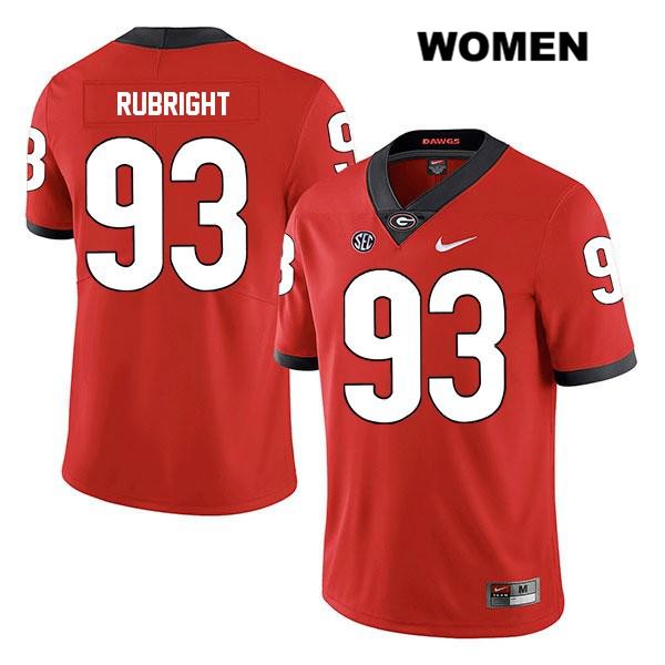 Georgia Bulldogs Women's Bill Rubright #93 NCAA Legend Authentic Red Nike Stitched College Football Jersey NOX7256GA